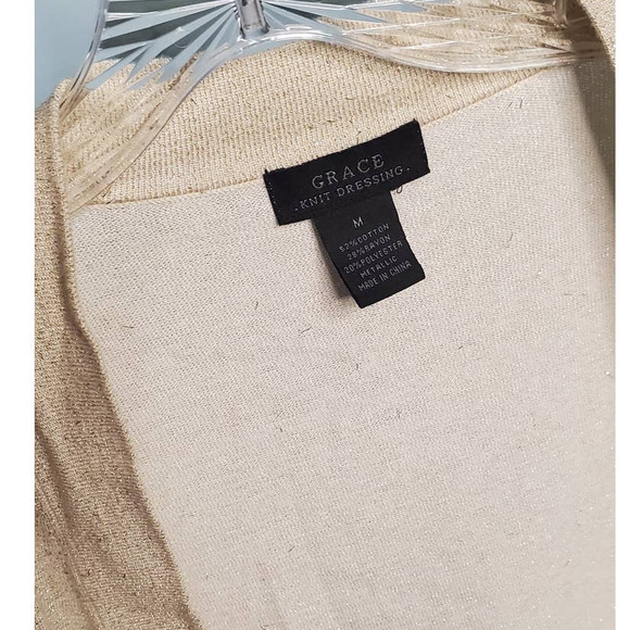GRACE Knit Dressing Y2K Chic Cream & Gold Subtle Sparkly Lightweight Cardigan - Picture 7 of 7